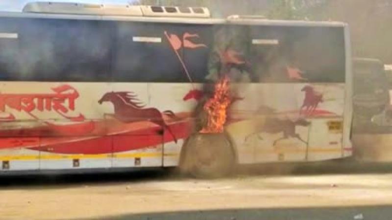 Tire Burst Leads to Fire on Shivshahi Bus